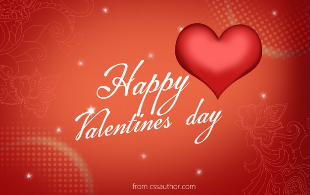 happy valentines day greeting card template with red heart and pink background