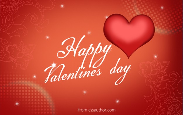 happy valentines day greeting card template with red heart and pink background
