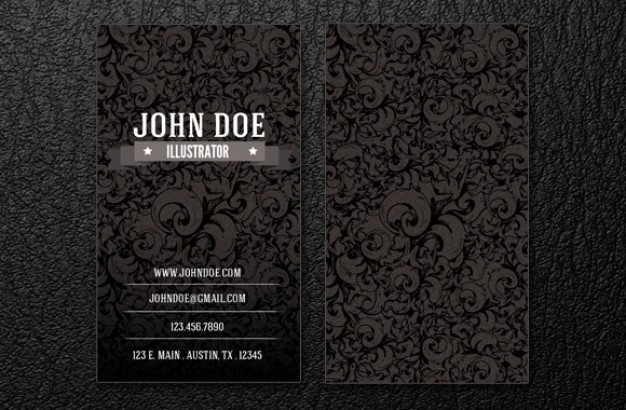 Intrincate business card template in dark vintage style