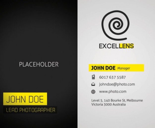 Negative business card template material in dark and light