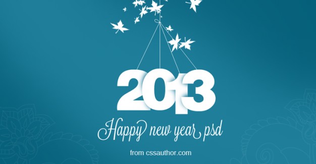 new year greeting card with blue background and white maple leaf