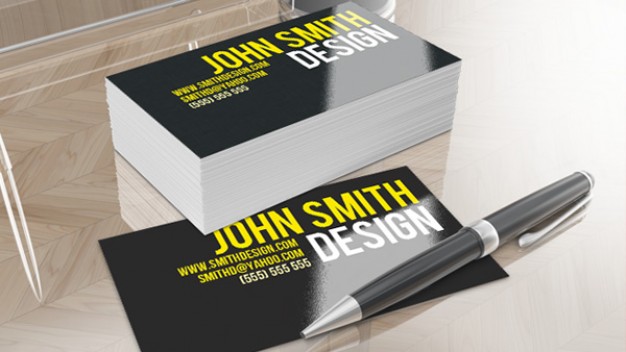 smithy clean business card with blue dark background and yellow sign