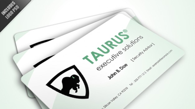 taurus logo business card over light blue background