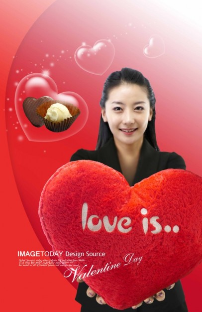 valentine day theme layered material that girl hang with red heart figure