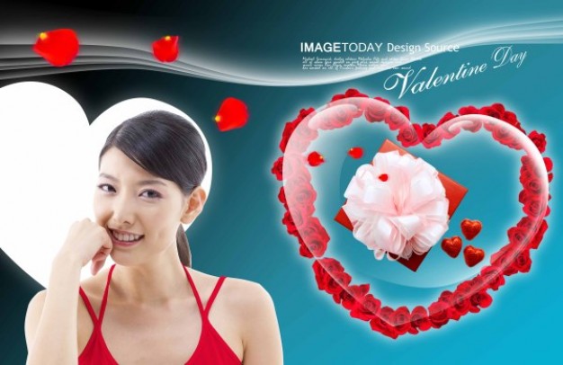 valentine s day theme layered material with woman and heart figures