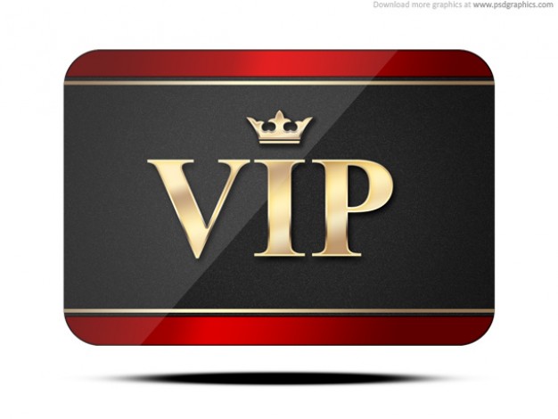 vip card with golden letter and crown