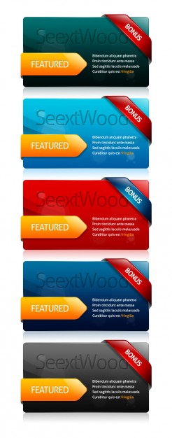 web page decorative module layered material in different color style