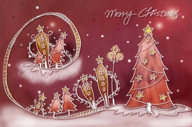 wonderful pastels christmas illustration layered painted by hand