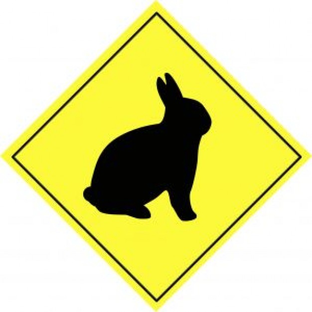 Rabbit animal Easter Bunny warning sign about Hare Easter