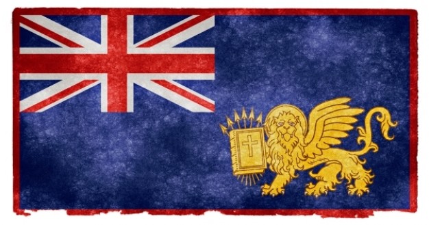 british ionian islands grunge flag with lion and blue background