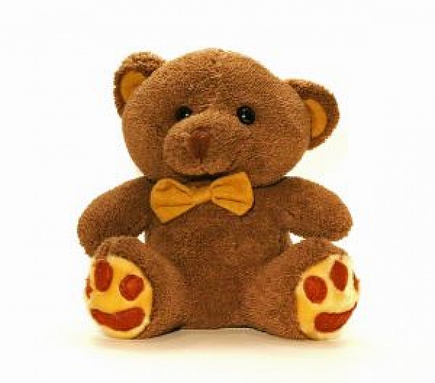 brown teddy bear toy sitting in front view