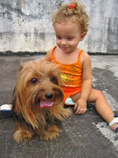 brunet girl and dog