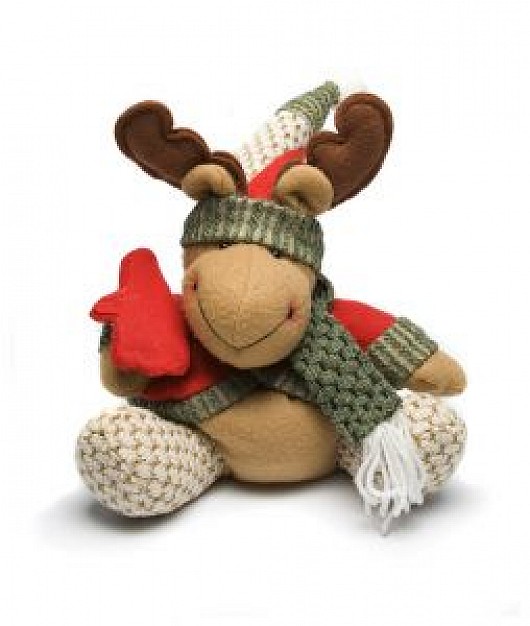 christmas moose toy with neckcloth