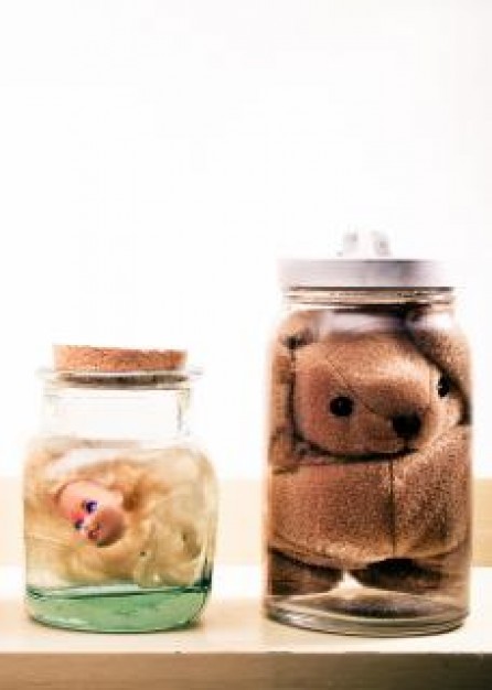 conserved toys that Bobby and teddy bear in bottle