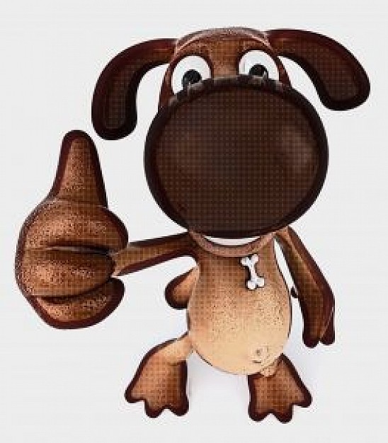 cute brown fun dog with bone necklace front view