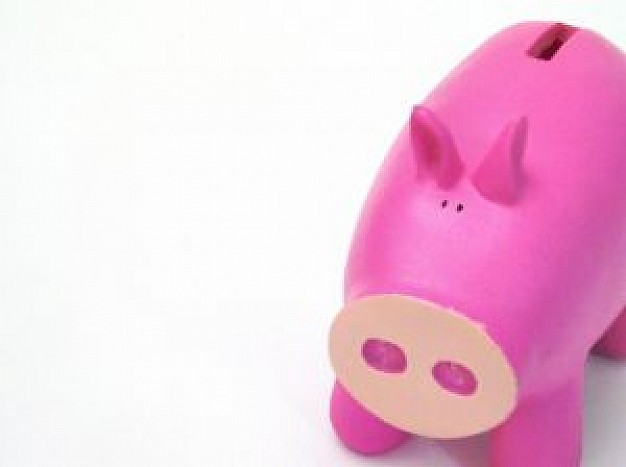 cute oink oink piggy bank top view in pink