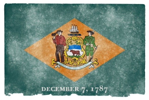delaware grunge flag with green background