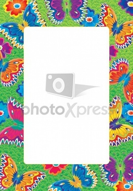 frame pattern with insect butterfly animal