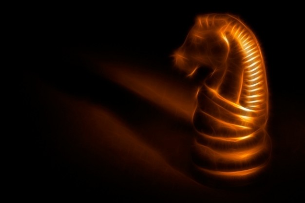 golden horse of chess with light and shadow