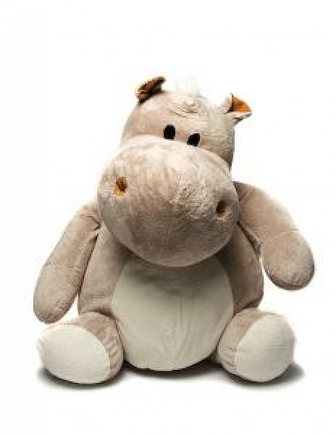 hippo toy front feature with white background