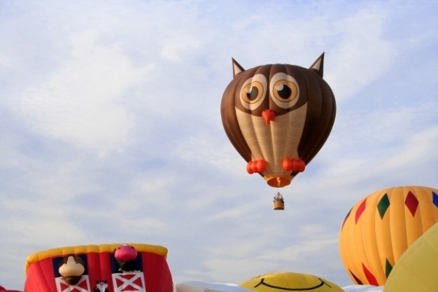 hot air balloons with sky and clouds