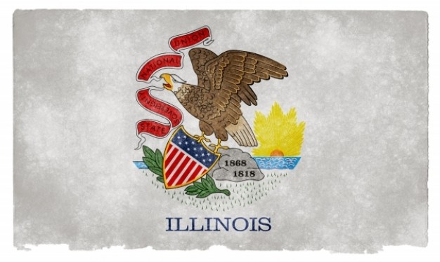 illinois grunge flag with eagle and ribbon