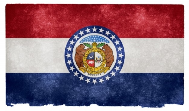 missouri grunge flag with bear pair and stars circle