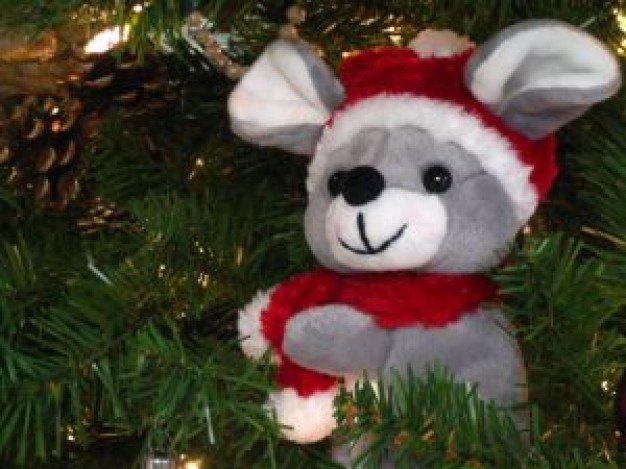 mouse toy with Christmas clothing