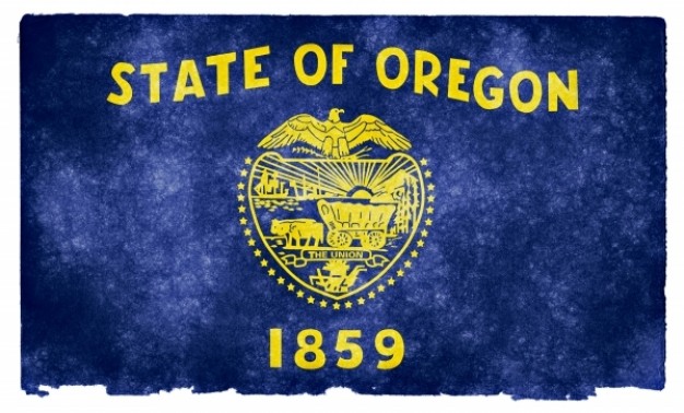 oregon grunge state flag with blue Vintage paper