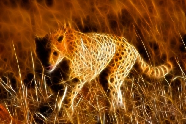 sprinting cheetah running in Gold autumn grass