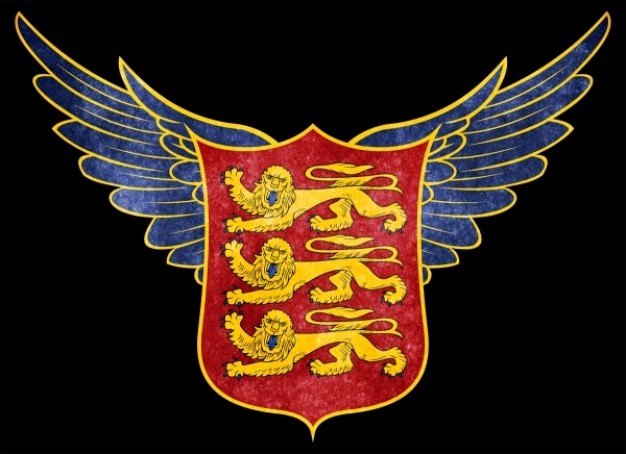 stylized royal arms of england grunge with eagle wings and lion