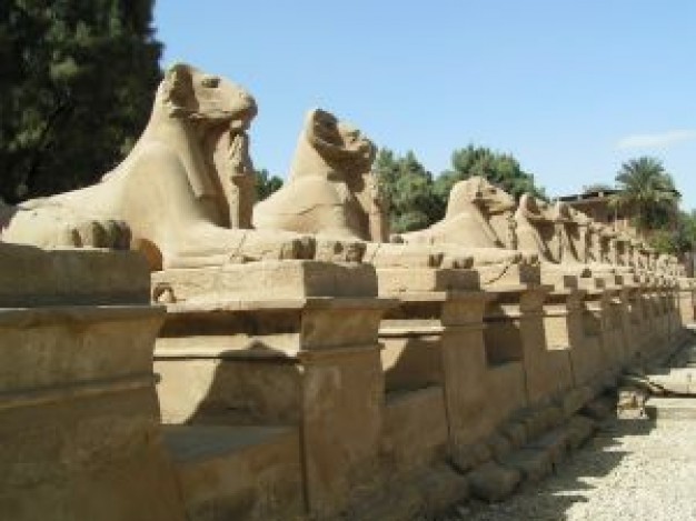 Egypt karnak stone carving with lion