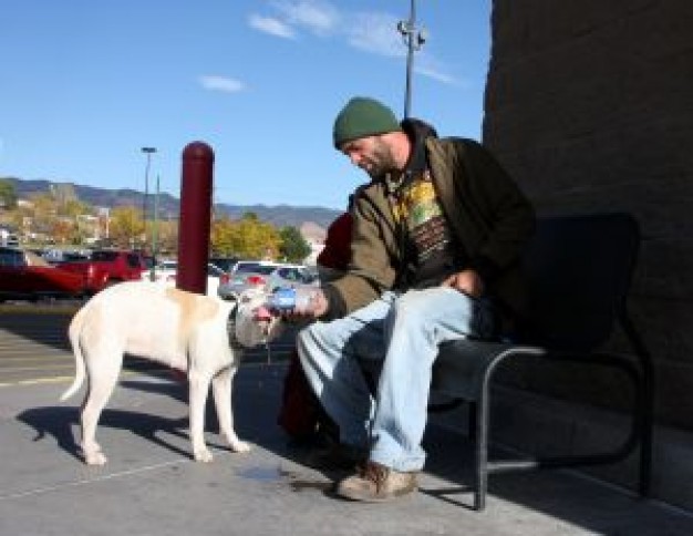 homeless man and his dog