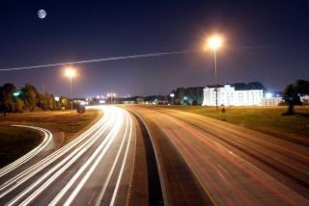 Associated Press highway New York City at night light with bluesky background