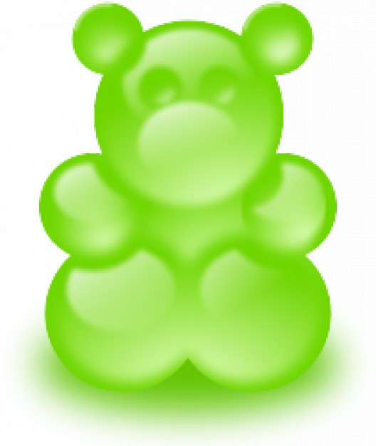 a sort of plastic gummy bear in green