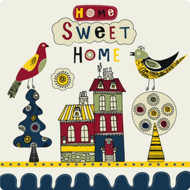 Abstract home sweet home cartoon drawing by Children