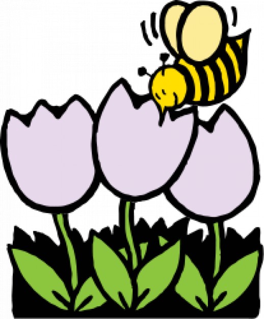 bee making honey flying on flowers