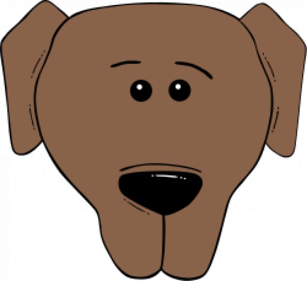 brown dog face cartoon sketch in front view