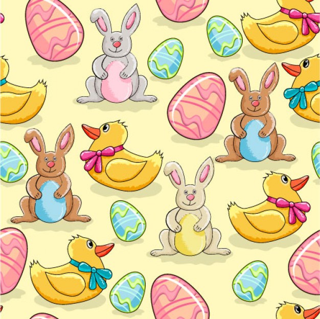 bunnies ducks and eggs of easter pattern