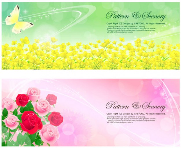 butterfly elegant flying over yellow flower banner