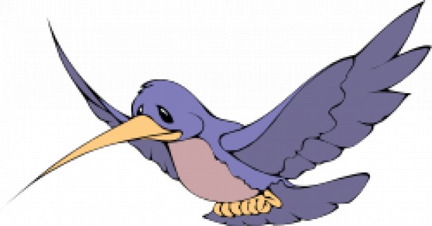 cartoon bird with yellow mouth and paw