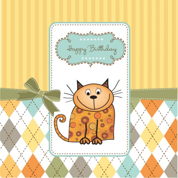 cartoon fat cat in frame with rhombus background
