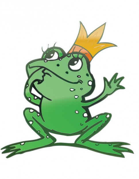 cartoon frog prince thinking and looking up sky