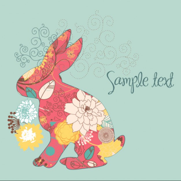 cartoon rabbit images with flowers shell