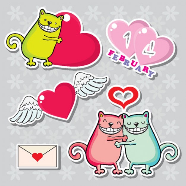 cat in scrapbook style for valentine card design