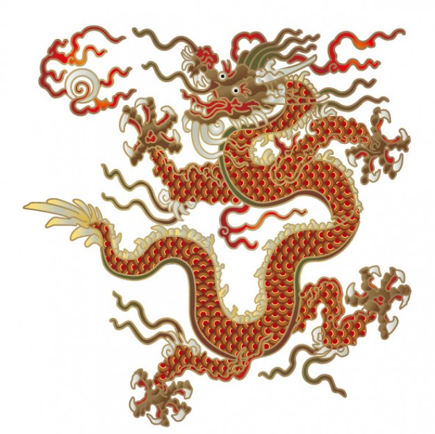 chinese dragon flying over cloud