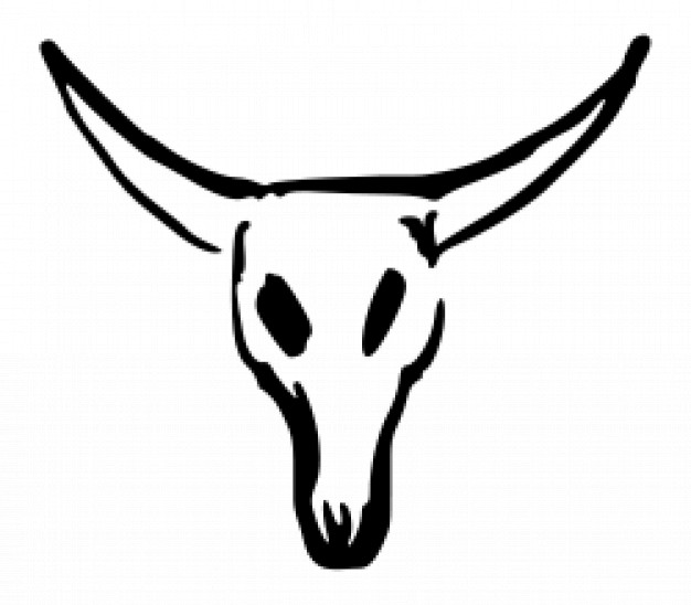 cow skull doodle in simple line