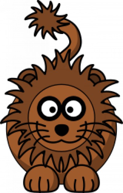 cute brown cartoon lion in front view