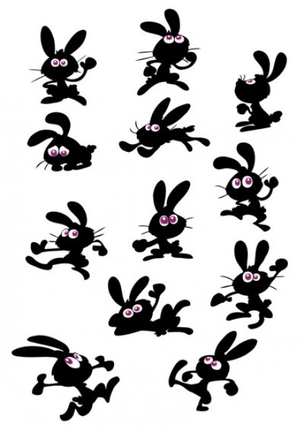 cute cartoon rabbit with different cute actions