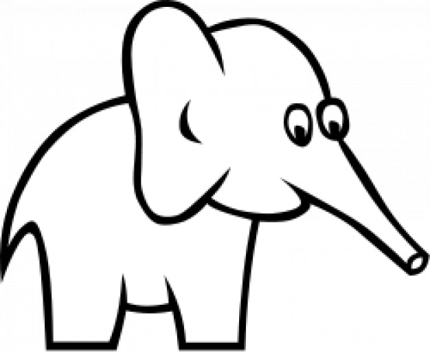 cute certain elephant doodle in simple line